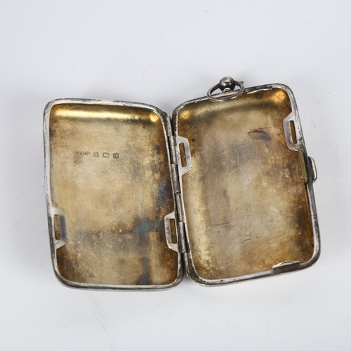 1624 - A George V curved silver cigarette case, William Henry Sparrow, Birmingham 1915, rectangular form wi... 