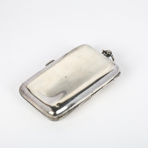 1624 - A George V curved silver cigarette case, William Henry Sparrow, Birmingham 1915, rectangular form wi... 