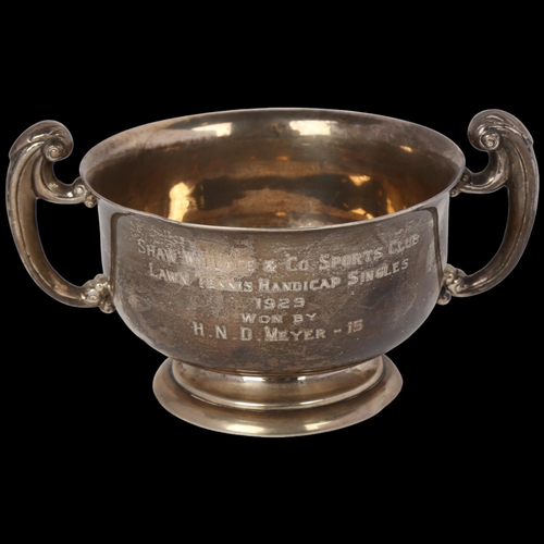 1640 - An early 20th century silver 2-handled trophy cup, maker G&Co, possibly Garrard, height 6.5cm, 9.5oz