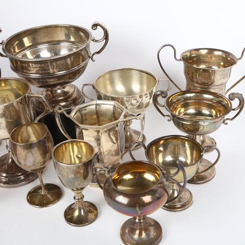 1642 - A quantity of silver trophy cups, 26oz weighable