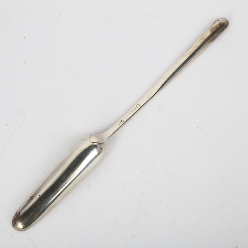 1664 - A George III silver double-ended marrow scoop, indistinct maker, London 1801, 23cm, 1.4oz