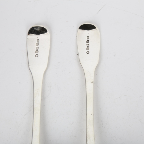 1667 - A pair of George III silver Fiddle pattern berry spoons, Solomon Hougham, London 1816, 22cm, 3.8oz t... 