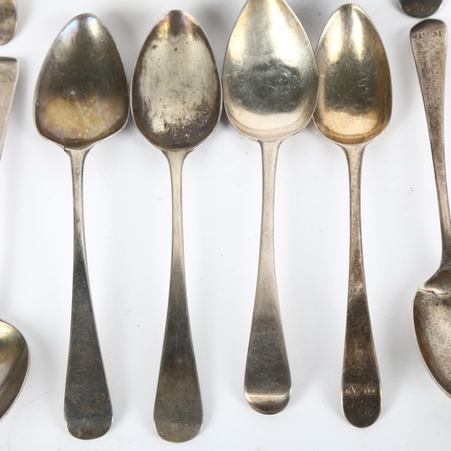 1674 - 2 sets of George III silver Old English pattern teaspoons, makers include Peter & Ann Bateman, and a... 