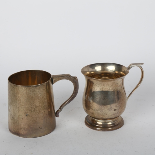 1697 - 2 silver christening mugs, makers include Deakin & Francis, largest 7.5cm, 6.6oz total (2)