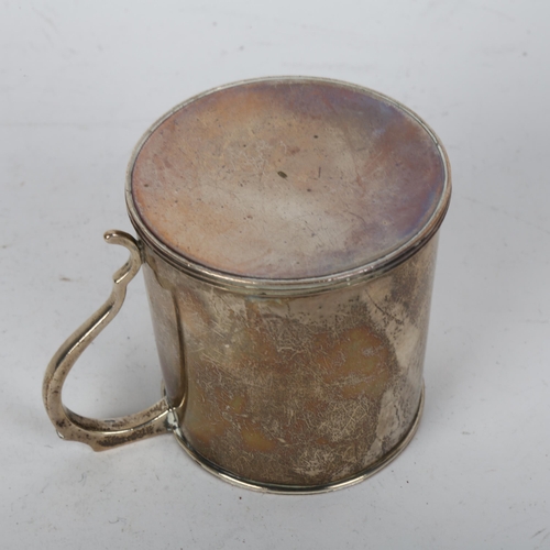 1698 - A George V silver christening mug, Marcus Beaver, Birmingham 1922, tapered cylindrical form with ree... 