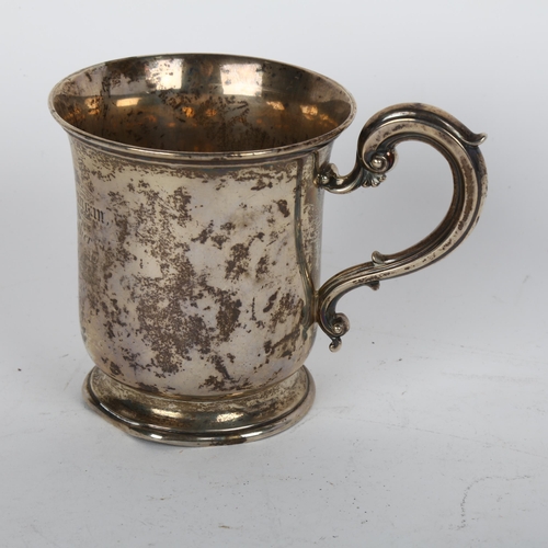 1700 - A Victorian silver christening mug, Edward & John Barnard, London 1852, cylindrical form with flared... 