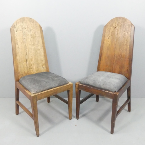 2132 - A pair of rustic Arts and Crafts style chairs with butterfly cleated backs.