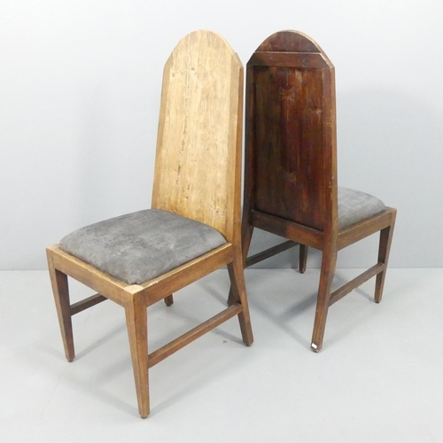 2132 - A pair of rustic Arts and Crafts style chairs with butterfly cleated backs.