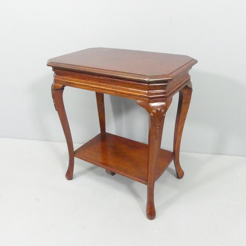 2190 - A mahogany and brass inlaid two-tier occasional table. 54x58x35cm.