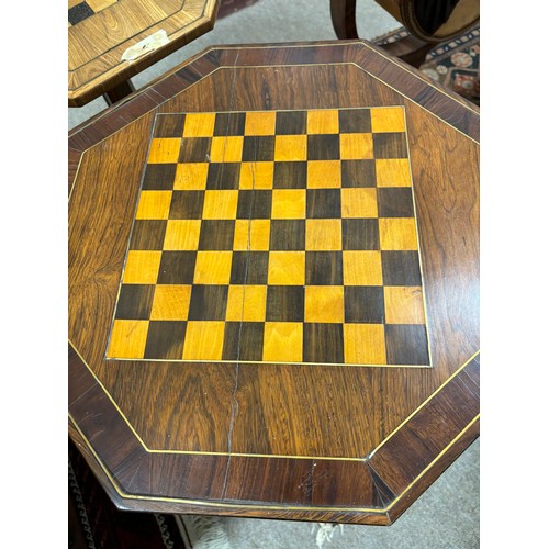 113 - Pair of 19th century two-colour games tables, rosewood and tulipwood with inlaid brass stringing, br... 