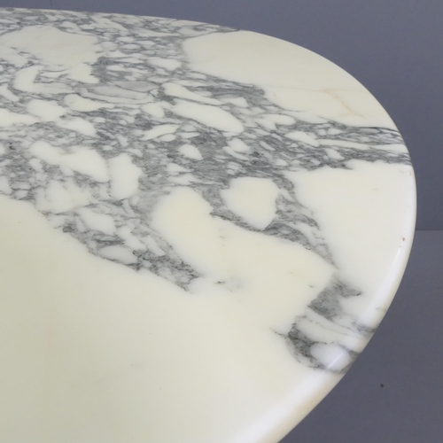 2049 - An oval Arabescato Corchia marble topped table on cast iron base. 140x74x100cm.