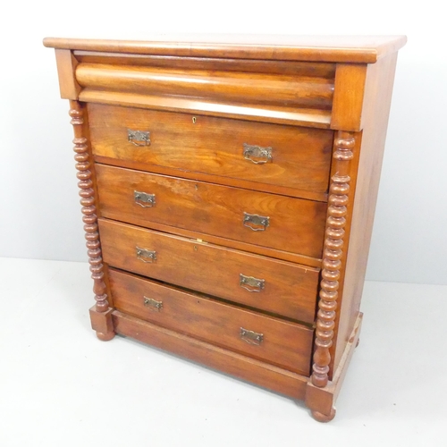 2139 - A Victorian mahogany Scottish chest, with ogee frieze drawer, 4 further long drawers under, bobbin t... 