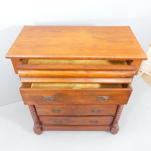 2139 - A Victorian mahogany Scottish chest, with ogee frieze drawer, 4 further long drawers under, bobbin t... 