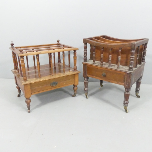 2144 - An antique mahogany Canterbury, 46x59x36cm, and a similar oak Canterbury. (2)