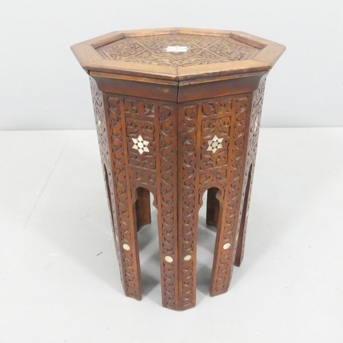 2149 - An Anglo-Indian octagonal occasional table, with carved and inlaid bone and mother-of-pearl decorati... 