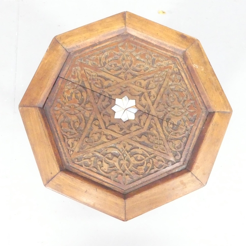 2149 - An Anglo-Indian octagonal occasional table, with carved and inlaid bone and mother-of-pearl decorati... 