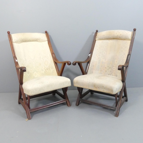 2163 - A pair of Victorian mahogany and upholstered steamer armchairs