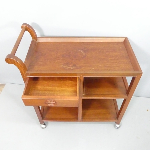 2184 - A modern Chinese hardwood tea trolley, with single drawer and four fixed shelves. 84x90x41cm.