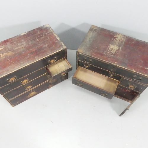 2203 - Two similar Japanese kiri wood tansu chests. Largest 68x53x39cm.