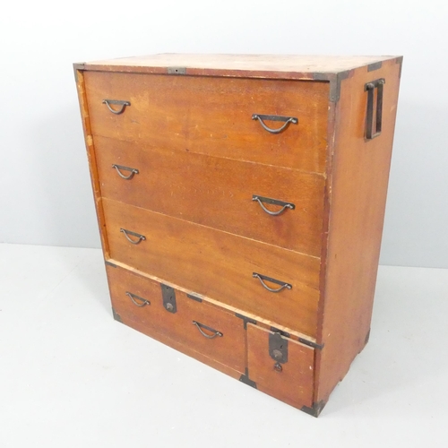 2208 - A Vintage Japanese kiri wood tansu chest. 85x93x41cm.