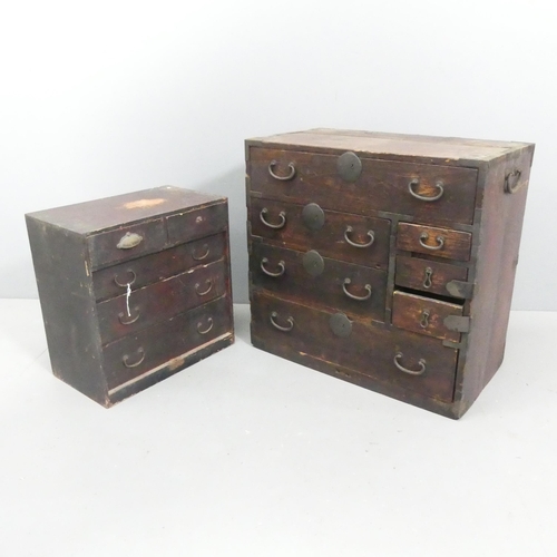 2209 - Two similar vintage Japanese kiri wood tansu chests. Largest 64x61x36cm.