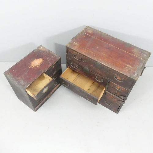 2209 - Two similar vintage Japanese kiri wood tansu chests. Largest 64x61x36cm.