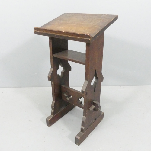 2213 - An antique gothic oak low lectern. 36x71x30cm.