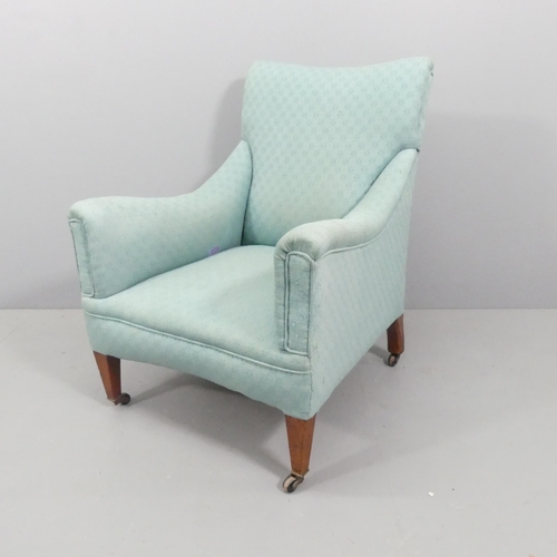 2216 - An Edwardian upholstered lounge chair. Overall 70x92x80cm, seat 46x35x50cm.