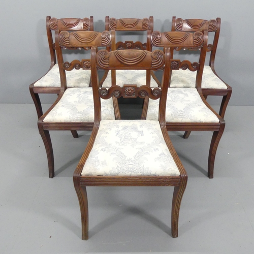 2218 - A set of six good quality Regency mahogany dining chairs with curved drop in seats.