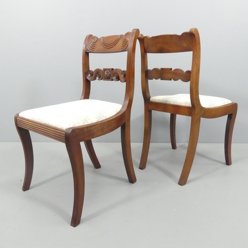 2218 - A set of six good quality Regency mahogany dining chairs with curved drop in seats.