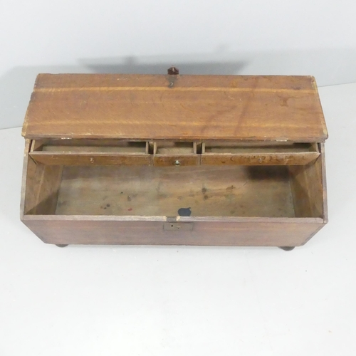 2222 - An antique oak blanket box with sloped lid. 107x49x46cm.