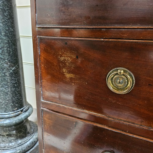 120 - Early 19th century mahogany secretaire library bookcase on chest, with strung lattice glazed doors, ... 