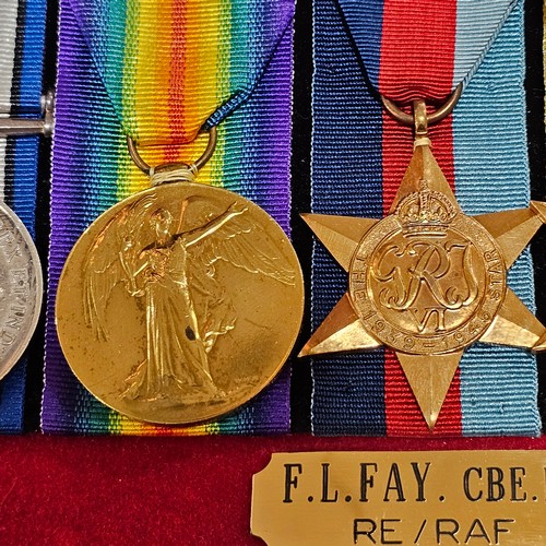 154 - A framed group of 9 Great War and Second War Service medals, including Military Cross awarded to F L... 