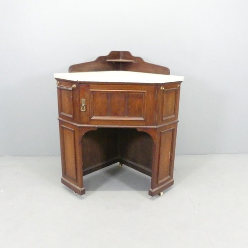 2547 - A Victorian mahogany marble-topped corner wash stand. 78x91x55cm.