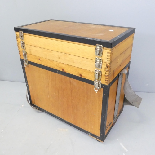 2582 - A modern plywood fishing tackle box, with three lifting hinged compartments above the main box. 50x5... 