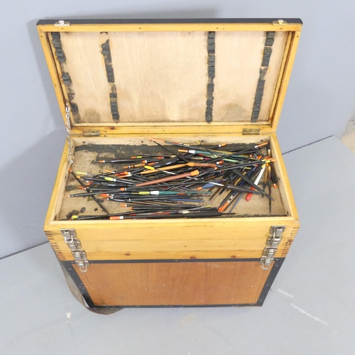 2582 - A modern plywood fishing tackle box, with three lifting hinged compartments above the main box. 50x5... 