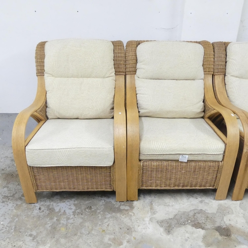 2500 - A contemporary Daro Waterford rattan and upholstered conservatory suite comprising a three seater so... 