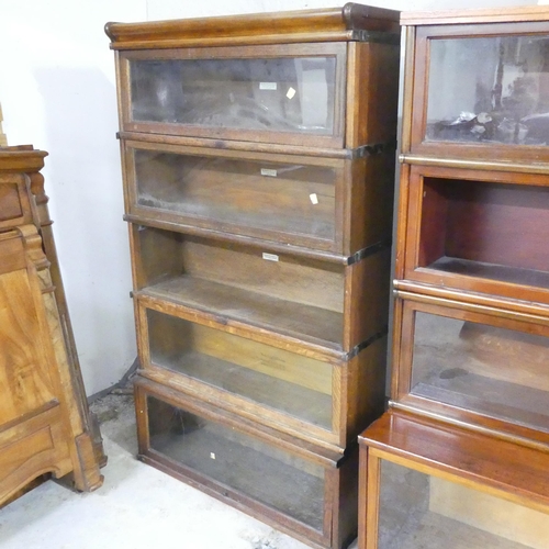 2516 - An early 20th century Globe Wernicke sectional stacking bookcase, with five shelves and maker's labe... 