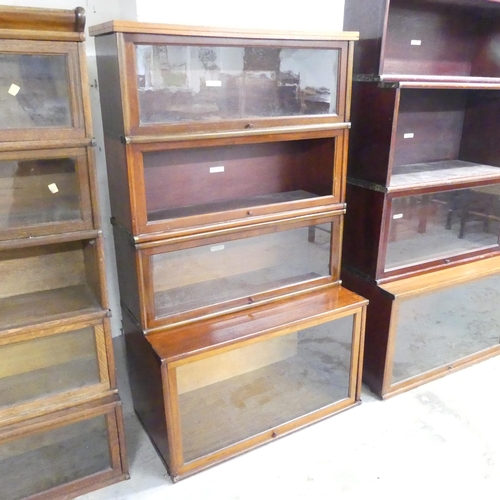 2517 - A Globe Wernicke mahogany sectional stacking bookcase, with four shelves and maker's labels. Overall... 