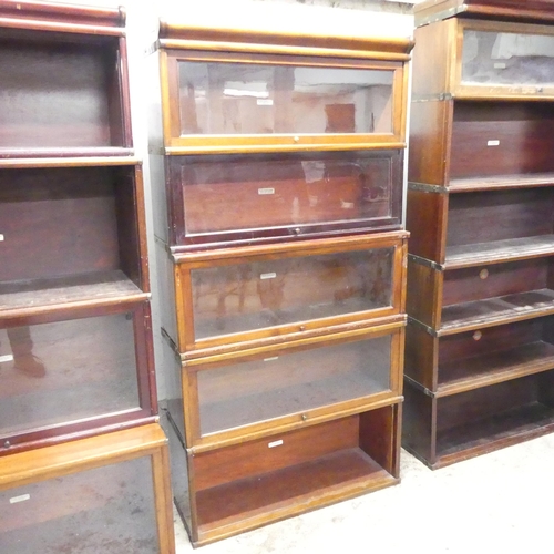 2519 - A Globe Wernicke mahogany sectional stacking bookcase, with five shelves and maker's labels. Overall... 