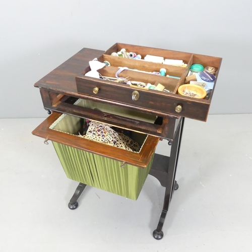 2549 - A Victorian ebonised sewing table, with single frieze drawer and slide under. 50x73x35cm.