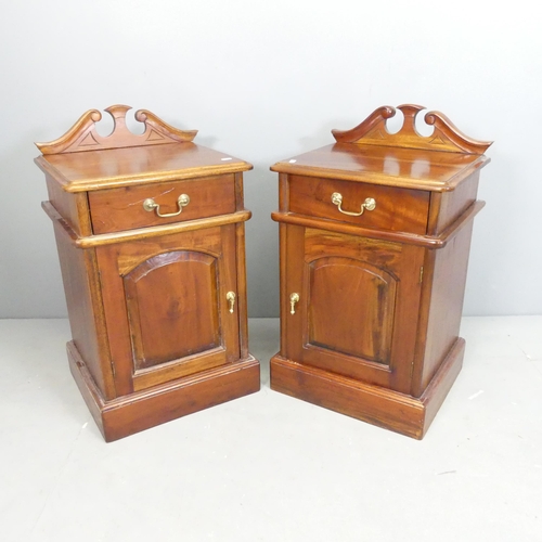 2565 - A pair of reproduction mahogany pot cupboards, with raised back, single drawer and cupboard under. 4... 