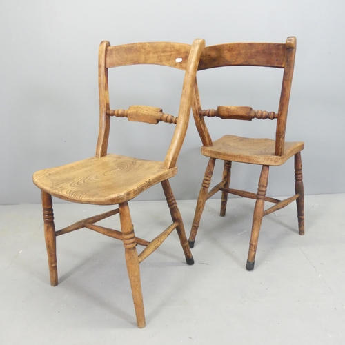 2573 - Two pairs of antique elm-seated dining chairs.