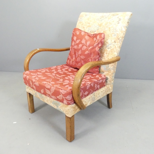 2613 - A mid-century Parker-Knoll open arm lounge chair, for re-upholstery.