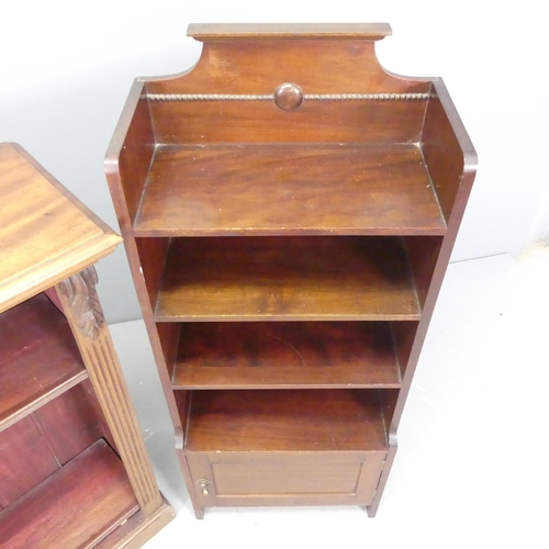 2618 - A Victorian mahogany open bookcase with two adjustable shelves, 77x97x31cm, and another Arts & Craft... 