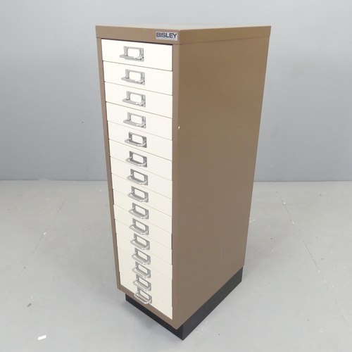 2633 - A Bisley metal fifteen drawer filing cabinet. 28x94x43cm.