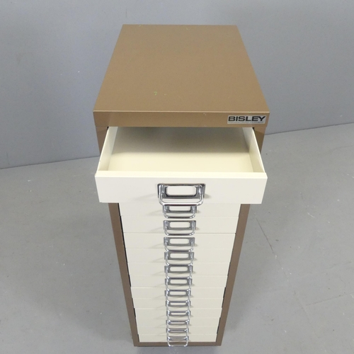 2633 - A Bisley metal fifteen drawer filing cabinet. 28x94x43cm.