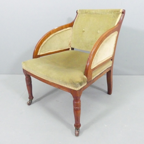 2687 - A Victorian mahogany and upholstered nursing chair. Overall 50x65x55cm, seat 43x33x46cm.