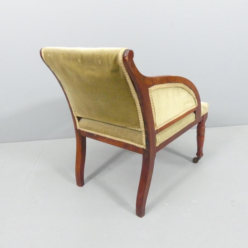 2687 - A Victorian mahogany and upholstered nursing chair. Overall 50x65x55cm, seat 43x33x46cm.