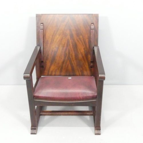 2690 - A mahogany and faux leather upholstered metamorphic side table / chair. As chair 53x77x60cm.